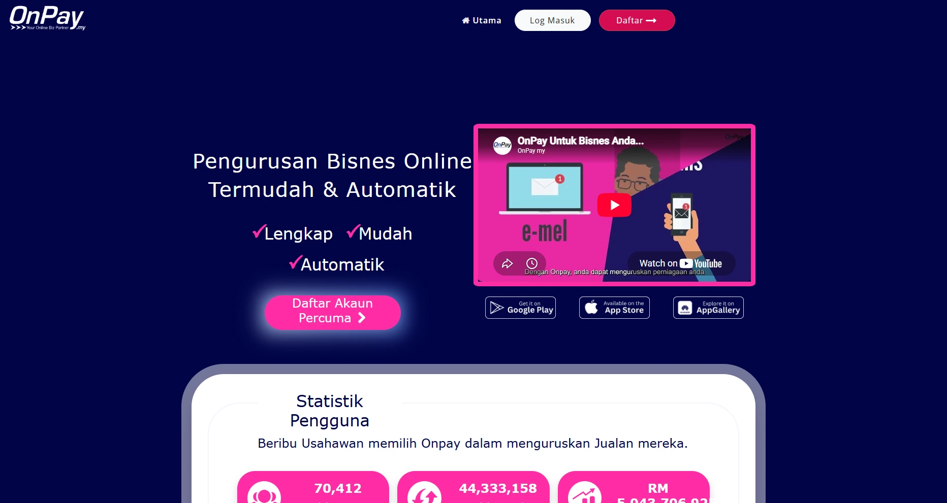 Paparan sistem jualan sedia ada yang digunakan bersama halaman RekaRangka